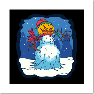 snowman illustration Posters and Art